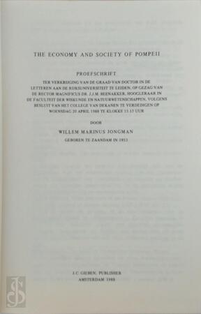 Economy and society of Pompeii - W.M. Jongman Economy and society of Pompeii - W.M. Jongman