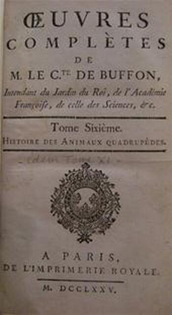Histoire des Animaux quadrupèdes - Le Cte. de Buffon Histoire des Animaux quadrupèdes - Le Cte. de Buffon