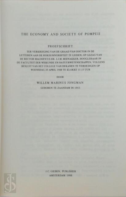 Economy and society of Pompeii - W.M. Jongman Economy and society of Pompeii - W.M. Jongman